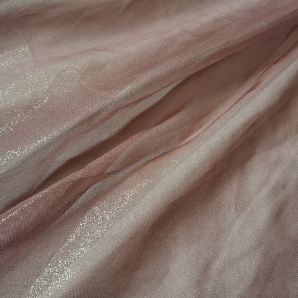 Vintage Y2K Dusty Rose Pink Cream Ivory Organza Layered Midi Dress Fairycore M - Picture 10 of 16